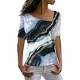 thumbnail image 1 of Moda mujer Casual pantalones cortos manga cuello sesgado impreso señoras Tops blusa Pompotops ulkah936815, 1 of 5