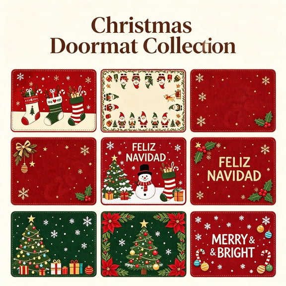 Dmlowu Christmas Door Mat Outdoor Indoor, Non-Slip Plush Flannel Area Rug, Washable Rugs for Living Room Bedroom Sofa Entryway, Outdoor Christmas Decorations