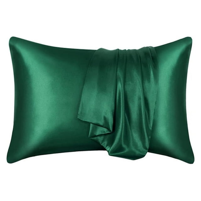 Matsuzay 2 fundas de almohada de satén antidecoloración y antiarrugas para una elegancia duradera, fácil de cuidar, antiestática Juegos de cama verde negruzco