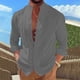 thumbnail image 1 of pstuiky camisetas de manga larga para hombre, Camisa informal de moda para hombre, con cuello en V y mangas cortas, transpirable y con botones. salir tops xl, 1 of 6