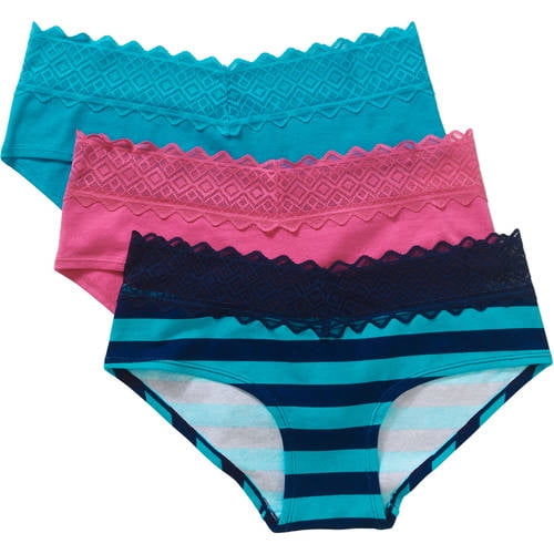 No Boundaries Junior Lace Trim Boyshort Panty 3 Pack