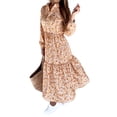 thumbnail image 3 of DYMADE Women Plus Size Temperament Long Sleeve V-neck Plus Size Print Dress, 3 of 4