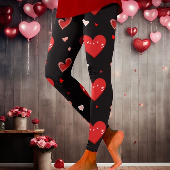 Ladies Fashion Casual Valentine's Day Printed Leggings 8 Womens Leggings plus Size Fashion Leggings for Women Summer Pants for Women Casual Lightweight Yoga Pants Pack And Leggings for Women plus Size