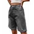 thumbnail image 2 of Women'S High Waist Long Jean Shorts for Women Ripped Distressed Jeans Short Black & Gray S, 2 of 9