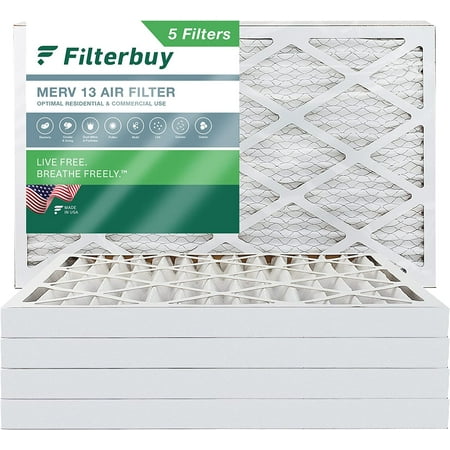 

Filterbuy 17x25x2 MERV 13 Pleated HVAC AC Furnace Air Filters (5-Pack)