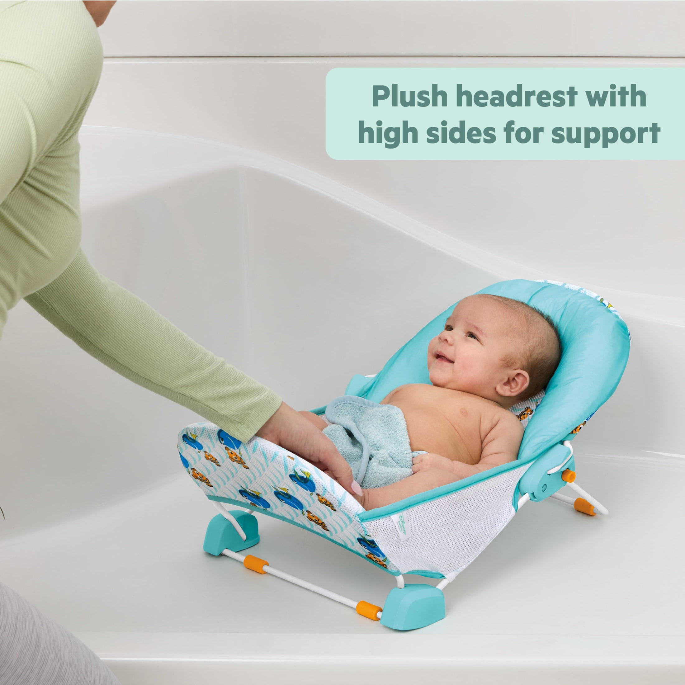 Disney Baby Finding Nemo Foldaway 2-Position Baby Bath Seat, Blue, Newborn
