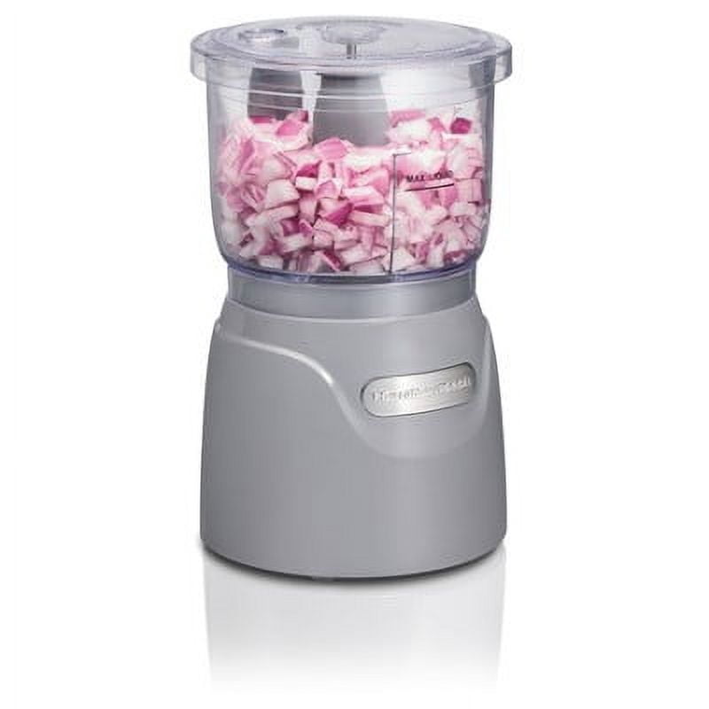 3-Cup Stack & Press Food Chopper - Gray : Compact Vegetable Processor, Dishwasher-Safe Parts