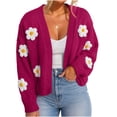 thumbnail image 6 of Lutiedan Knit Cardigans for Women Daisy Floral Open Front Cardigan Sweater Long Sleeve V Neck Fall Sweater Coats S-L, 6 of 8