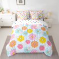 thumbnail image 2 of Homewish Kawaii Cartoon Groovy Bedding Comforter Set 7-Piece for Kids, Garden Flower Floral King Bedding Sets, Blue Princess Style Reversible Bed Sheets, Lightweight Room Decor, 2 of 7