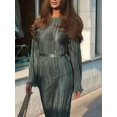 thumbnail image 5 of Women's Long Sleeve Maxi Dress Scoop Neck Bodycon Casual Dresses Going Out Outfits Green M, 5 of 8