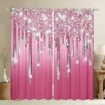 Castle Fairy Bling Crystal Curtains Pack Of 2 (42X84 Each) for Teens Women Men,Abstract Gradient Curtains Blackout,Ombre Bling Glitter Bedroom Curtains,Luxury Bedroom Decor