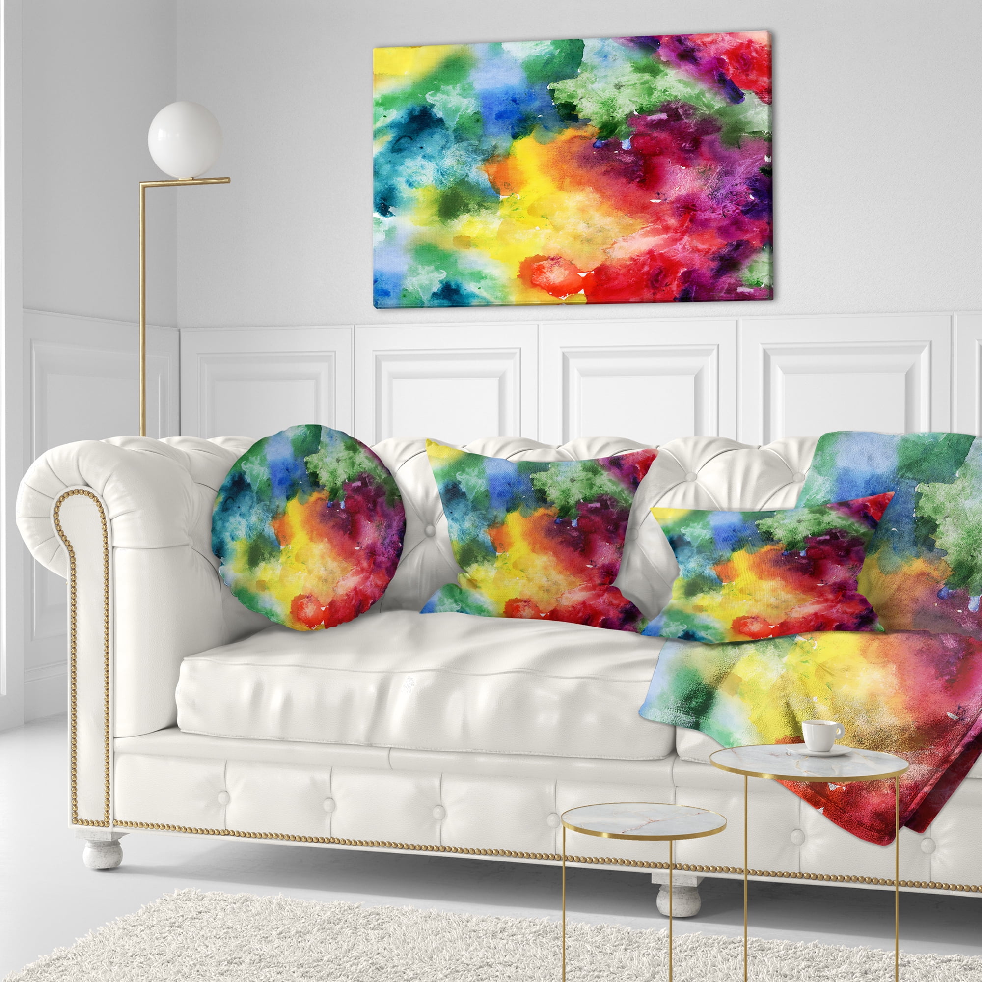 Designart Abstract Watercolor Texture - Abstract Throw Pillow - 12x20