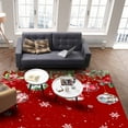 thumbnail image 2 of Christmas Balls Red Area Rug 4x6ft Winter Poinsettia Fir Tree Snowflakes Non-Slip Washable Square Rugs Soft Felt Indoor Floor Mat for Bedroom Kitchen Living Room Bathroom, 2 of 8