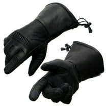 Milwaukee Leather SH294 Men's Black Leather Waterproof Gauntlet Gloves with Stretch Knuckles Large