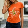 thumbnail image 5 of Gamivast Crop Tops for Women Short Sleeve Y2K Baby Tee Floral Graphic Print Shirts Casual Slim Fit Summer Basic T-Shirts Flattering Everyday Going Out Loungewear Top Orange S, 5 of 6