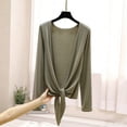 thumbnail image 4 of Uootdi Tie Front Cardigans Women Solid Color Long Sleeve Open Front Casual Loose Lightweight Soft Comfy Cover Ups Gift, 4 of 5