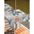 thumbnail image 2 of Outdoor Tablecloth with Umbrella Hole for Patio/Picnic/Party/Camping, Sea Turtle Coastal Waterproof Table Cloth Square Cover Washable, Summer Coral Starfish Blue Grey Wood (60"x 60"), 2 of 8