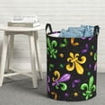 thumbnail image 6 of Pofeuu Mardi Gras Carnival4 Print Laundry Basket Circular Laundry Hamper with Handle Waterproof Oxford Fabric Foldable Dirty Clothes Storage Bucket Gift Storage Basket-Small, 6 of 6