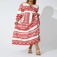 thumbnail image 3 of PENGXIANG Robe Maxi à Manches Courtes Bouffantes Col en V Été Boho Imprimé Floral Robe Smockée Évasée Violet Foncé TTG, 3 of 8