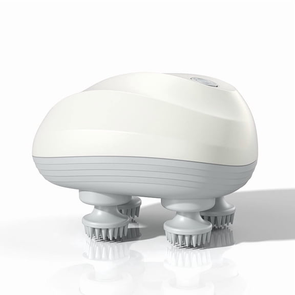 Upgraded Electric Scalp Massager for Men Women, Handheld Cat Dog Pet Head Massager with 4 Massage Heads, 3 Speeds, Waterproof Massager for Soothing Muscle（white,11*7cm）