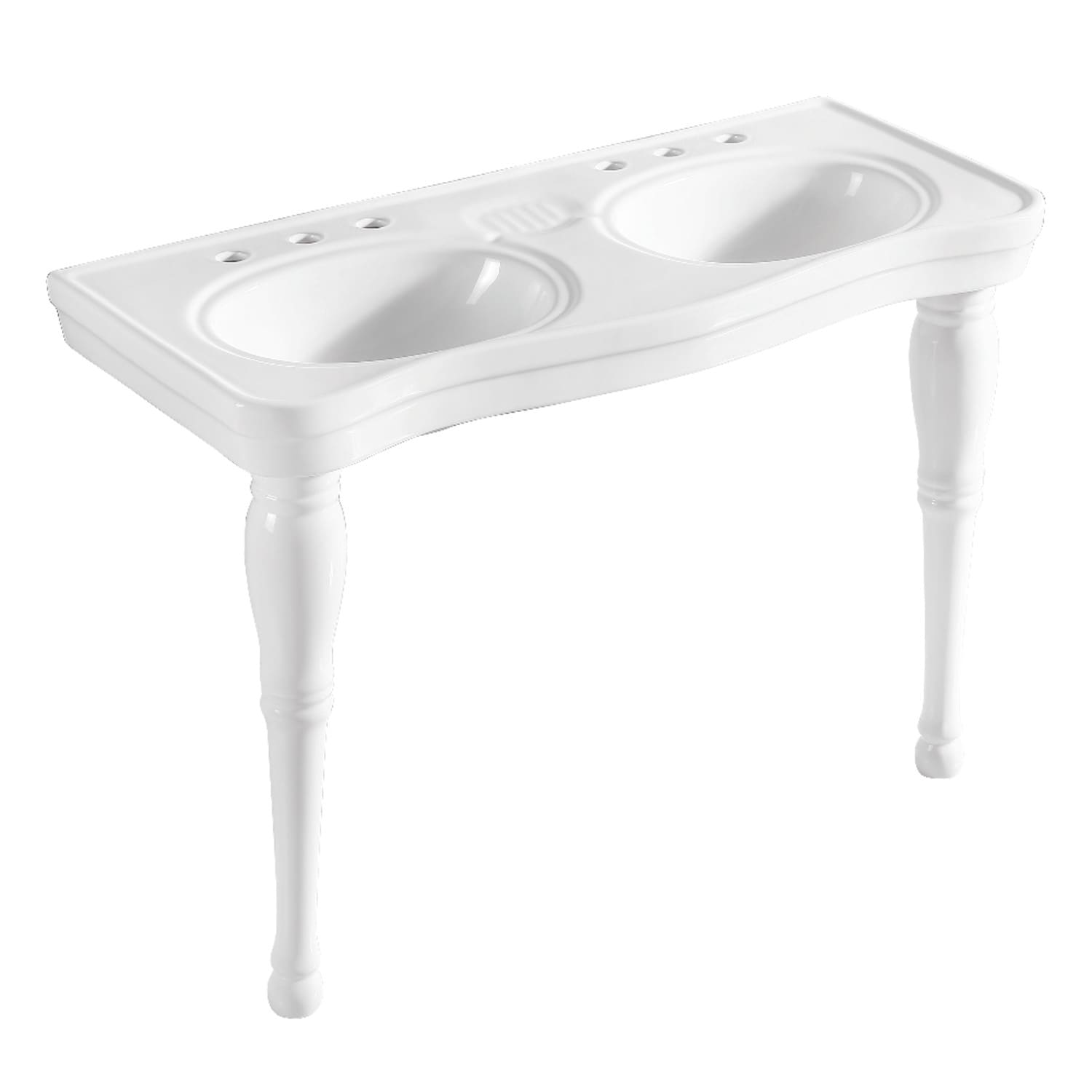 Vintage White Ceramic 47inch Pedestal Bathroom Doublesink Vanity