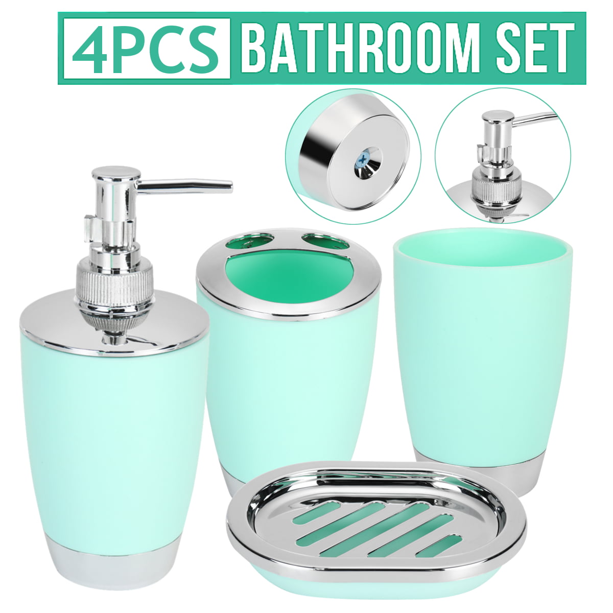6 Pcs Bathroom Accessories Set Toothbrush Cup Bin Soap Dish Dispenser UK STOCK 