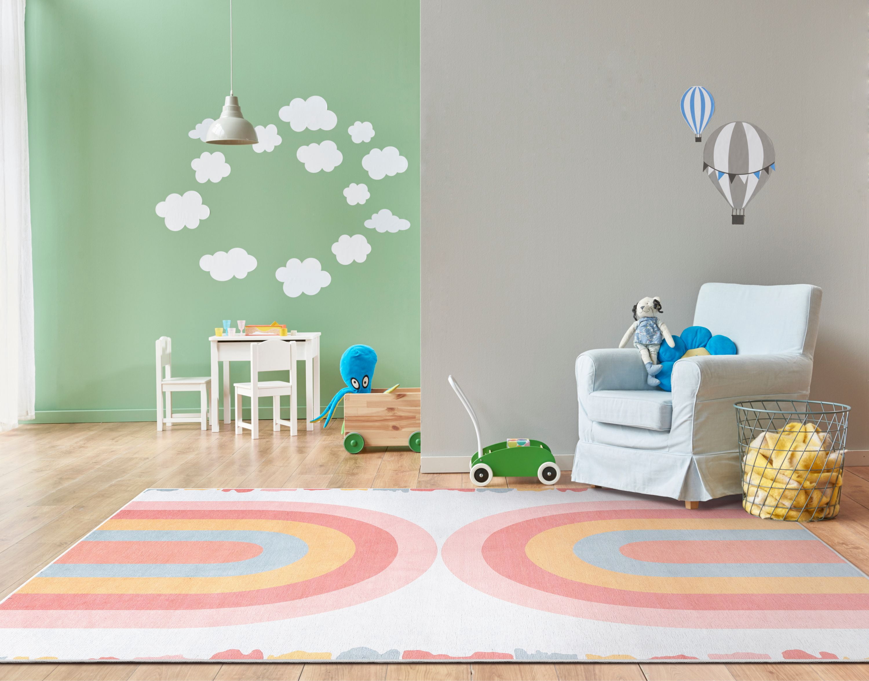 Well Woven Kids Rugs Crescent Rainbow Kids Geometric Pattern Multi Color Flat Pile Easy to Clean 9'10" x 13' Area Rug for Living Room Dining Room Bedroom and Kitchen
