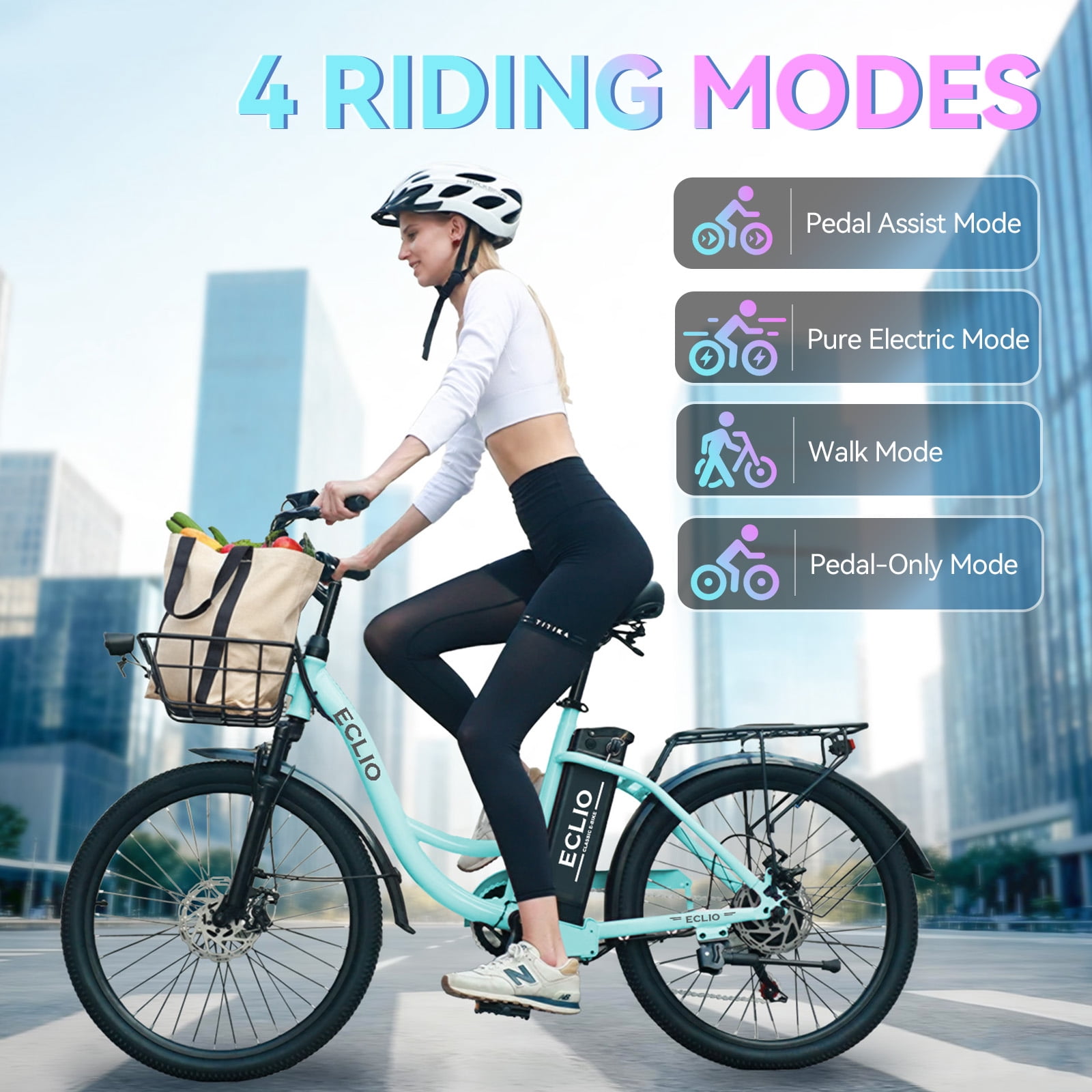 24 Inch Cruiser Electric Bike, E-Bike for Adults with 48V 13AH Removable Battery, Step Through Ebike for Women Men,City Electric Bicycle,for City Commute