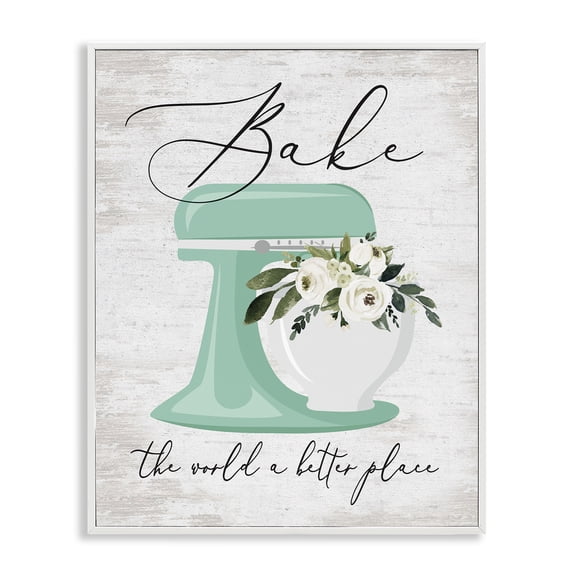 Stupell Industries Cottage Bake The World Phrase White Framed Giclee Art, 16 x 20, by Lettered and Lined