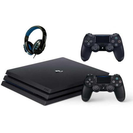 Sony PlayStation 4 Pro 1TB Gaming Console Black 2 Controller Included BOLT AXTION Bundle Like New