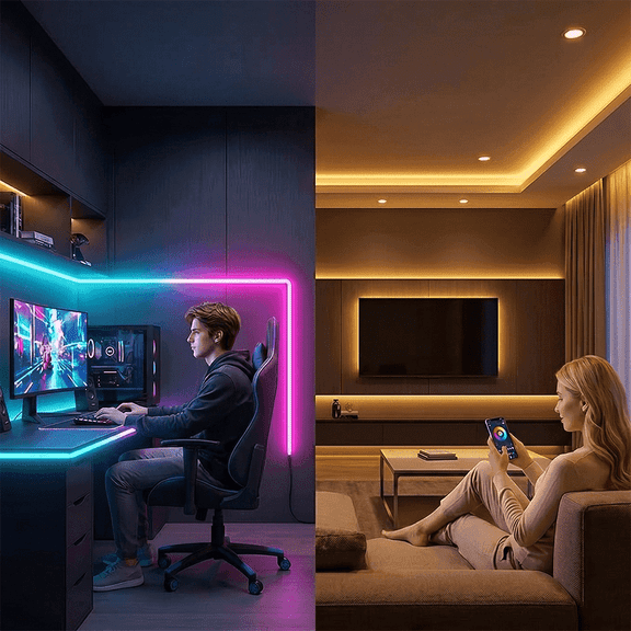 DOLIZU ICRGB Strip Lights, 16.4ft 5050 RGB LED Lights, App & Remote Control, Music Sync, Color Changing, perfect for Bedroom, Room and Party Decoration