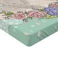 thumbnail image 2 of Ambesonne Queen Fitted Sheet, Cartoon Swan on Water, Twin XL Size, Mint Green Beige Coral, 2 of 3