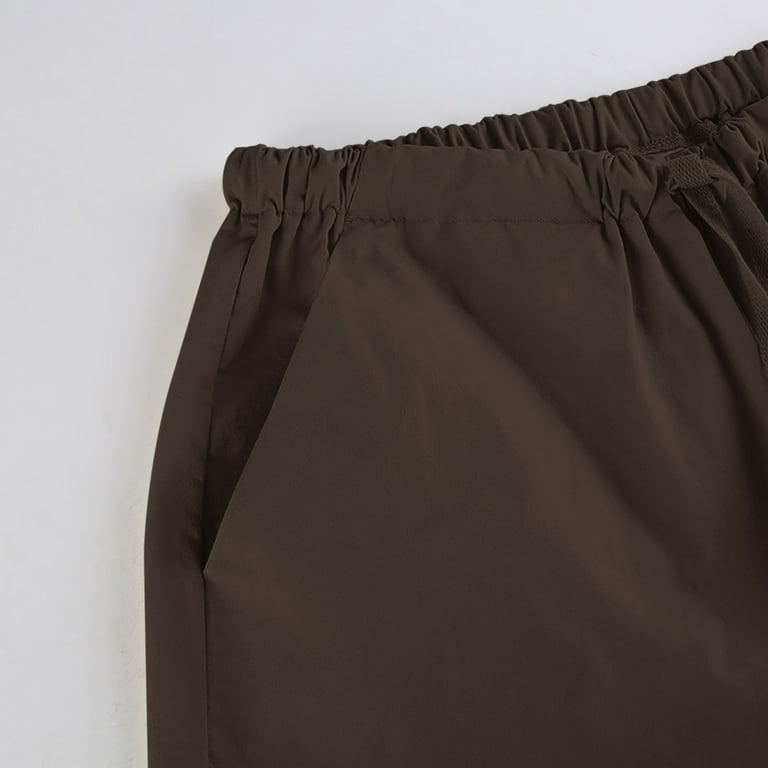 XFLWAM Cargo Pants for Women Baggy Y2K Low Waist Drawstring Wide Leg  Parachute Trousers Pocket Jogger Sweatpants Beige M