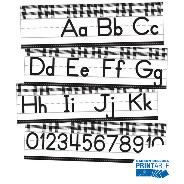 woodland whimsy manuscript alphabet line printable bulletin board set grade pk 2 walmart com