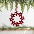 thumbnail image 5 of chaungfeng Christmas Wine Red Flocking Pendant, Glitter Elks Dragonflys Wreath Decoration, Christmas Tree Ornaments for Xmas Party Outdoor Indoor Decor Home Wall Windows, 5 of 6