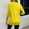 thumbnail image 4 of Mohiass 3/4 Sleeve Elegant Blouse Women Spring Formal Ruched Shirt Solid Lightweight V Neck Fitted Tops Yellow M, 4 of 5