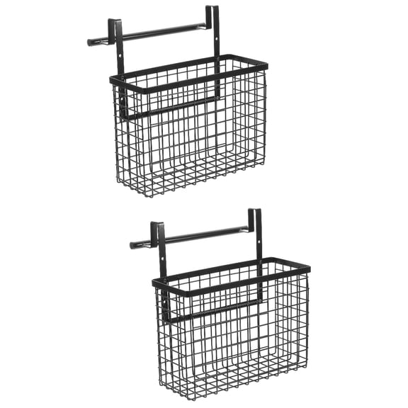 WORGEOUS 2pcs Multifunctional Over The Door Hanging Basket Metal Over Cabinet Kitchen Storage Organizer Holder Or Basket