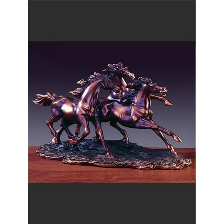 14 in. Three Running Horses Statue - Bronze