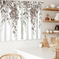 thumbnail image 2 of Grey Eucalyptus Botanical Kitchen Curtains Black White Leaves Bathroom Curtains Window Treatment Drapes Tier Flower Floral Cafe Small Bedroom Short French Door Curtains 2 Panels 28x40 Inch, 2 of 8