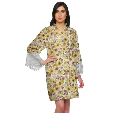 

Moomaya Cotton Robes For Women Lightweight Printed Short Bridesmaid Robes