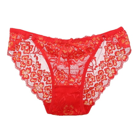 

RPVATI Women High Waisted Sexy Underwear Lace See Through Floral Thongs for Women Pack