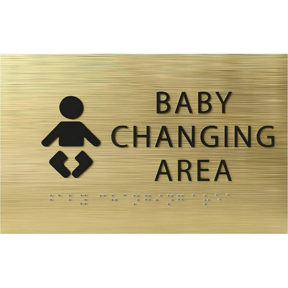 ADA CENTRAL SIGNS - 6" X4" Baby Changing Area Sign | Tactile Graphics Grade 2 Braille Text Baby Care Sign| ADA Compliant Wall Mount Plastic Restroom Sign for Hospital, Offices, Clinics and Apartments