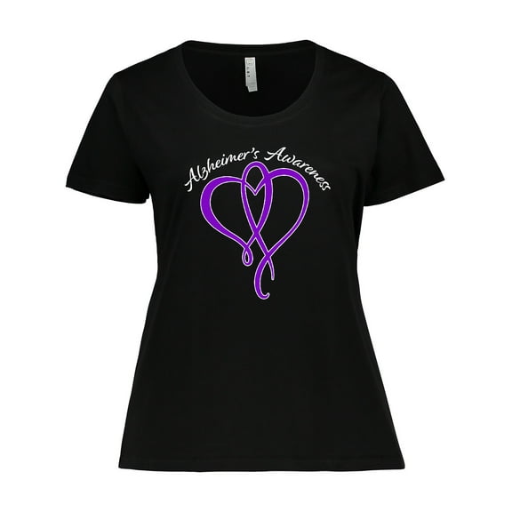 Inktastic Alzheimer's Awareness Purple Ribbon Heart Women's Plus Size T-Shirt