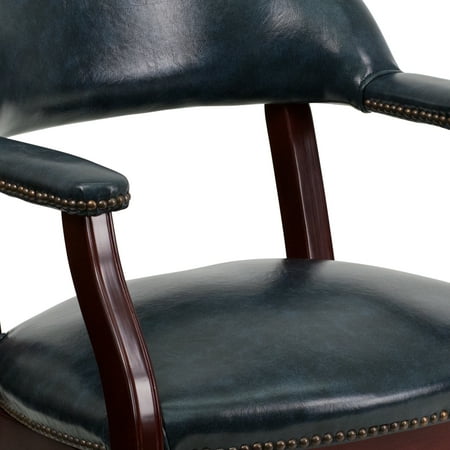 Flash Furniture - Sarah  Traditional Vinyl Side Chair - Upholstered - Navy Vinyl