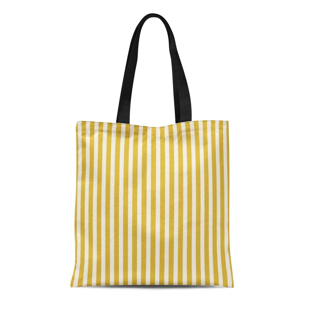 SIDONKU Canvas Tote Bag Anytownart Classic Thin Stripes Yellow and
