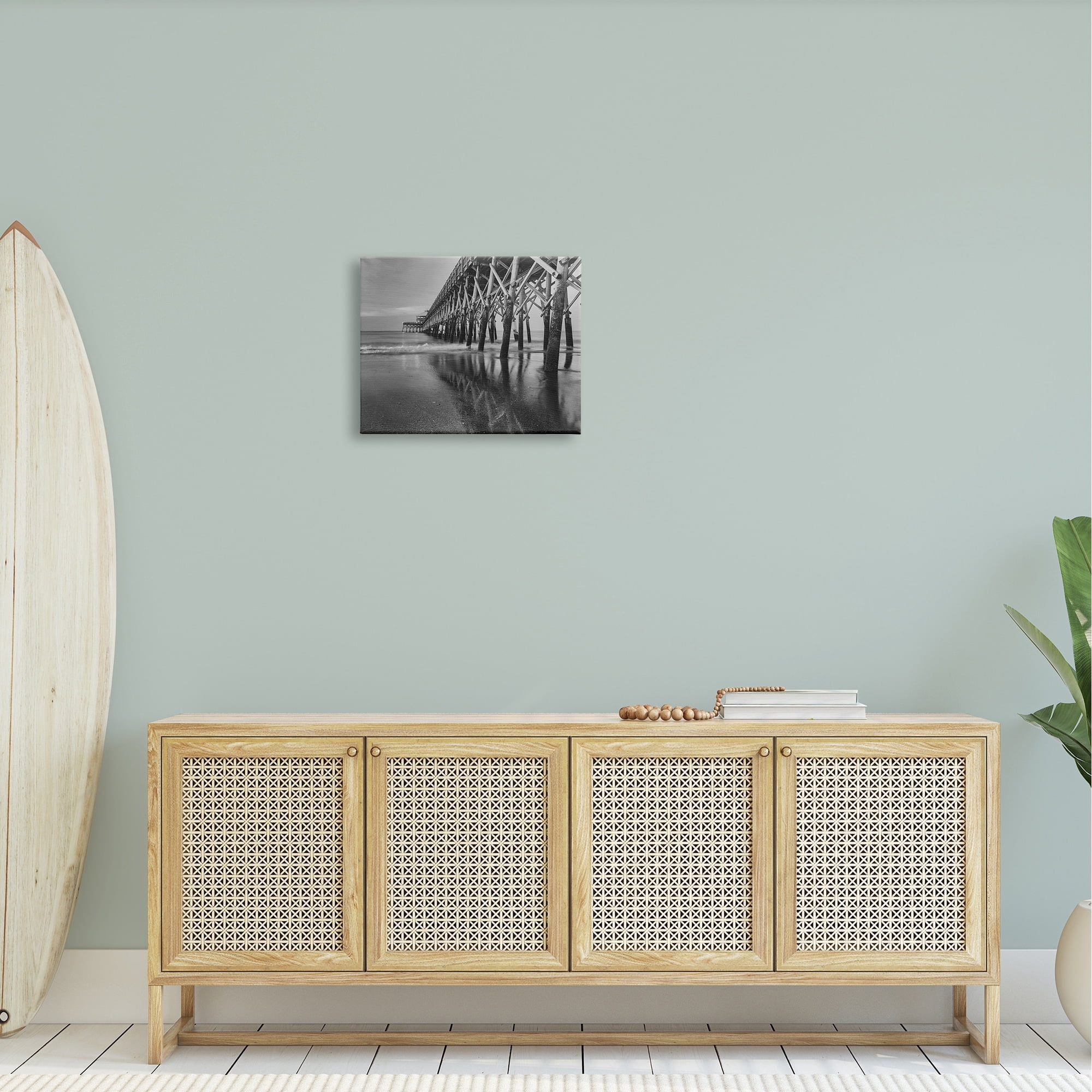 Stupell Industries Grayscale Ocean Photography Tall Water Bridge Dock Canvas Wall Art, 30 x 24, Design by Daniel Sproul