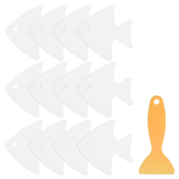 Uxcell 12pcs Non-Slip Bathtub Stickers Set 4.02" Fish Shower Sticker White