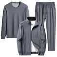 thumbnail image 2 of YHAJDS Men's Winter Casual Set,Men Shirt Sets Sets for Men Clothing 2 Piece Solid Color Zipper Stand Collar Shirt with Drawstring Elastic Waist Pants Sets, 2 of 5
