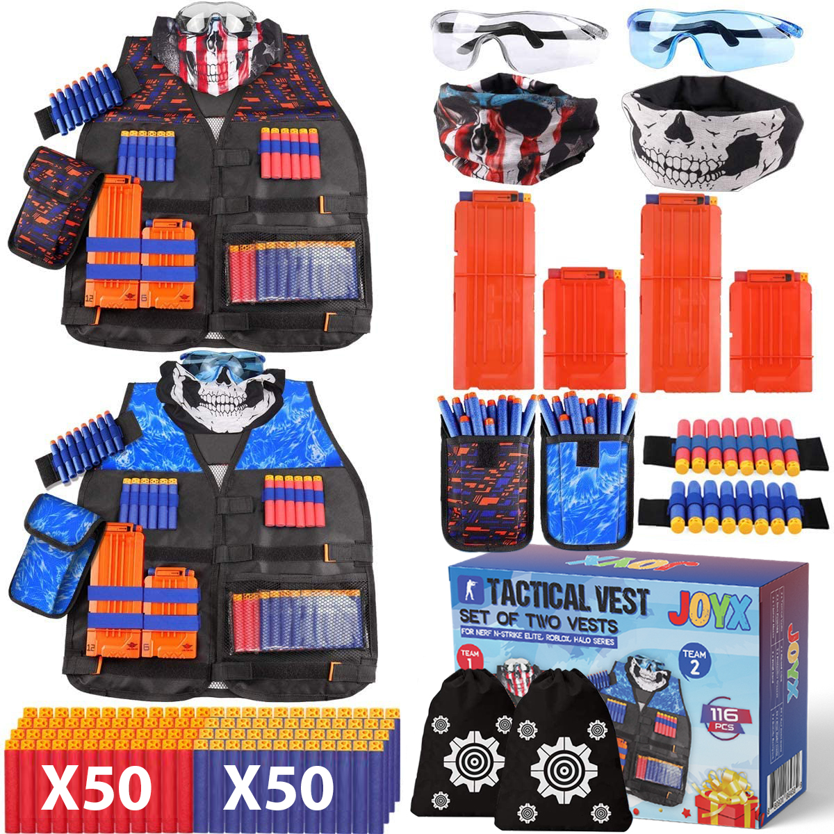 50pc Nerf Party Supplies Accessories and Games Compatible Nerf Vest Set 