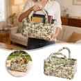 thumbnail image 2 of Floral Quilted Fabric Storage Basket with Handles Portable Rectangular Organizer Tote Boho Decorative Desktop Storage Bin For Bedroom Living Room Nursery, 2 of 4